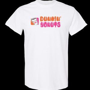 Funny T shirt Dunkin Donuts Parody "dunkin yonuts" Adult sz:   S-3XL  white colo